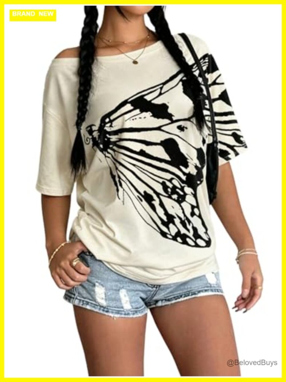 SOLY HUX Off Shoulder Graphic T Shirt Y2K Short Sleeve Grunge Punk Top
